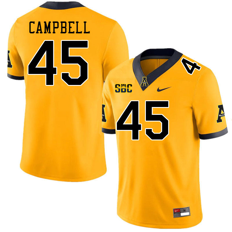 Men #45 Nick Campbell Appalachian State Mountaineers College Football Jerseys Stitched-Gold